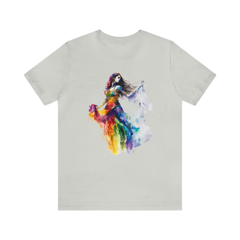 Rainbow Belly Dancer's Pose - Short Sleeve Tee Silver